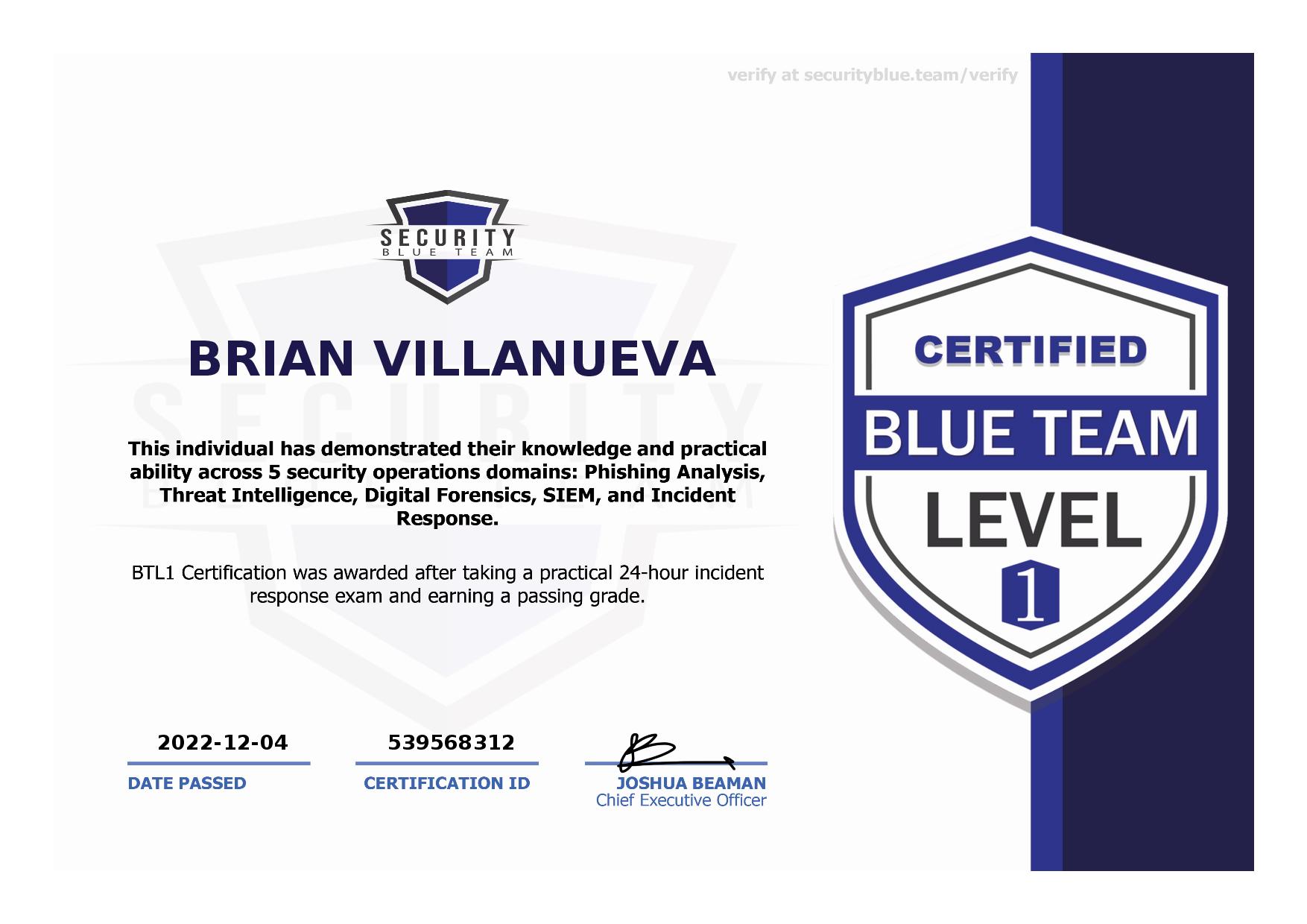 Blue Team Level 1 Certification