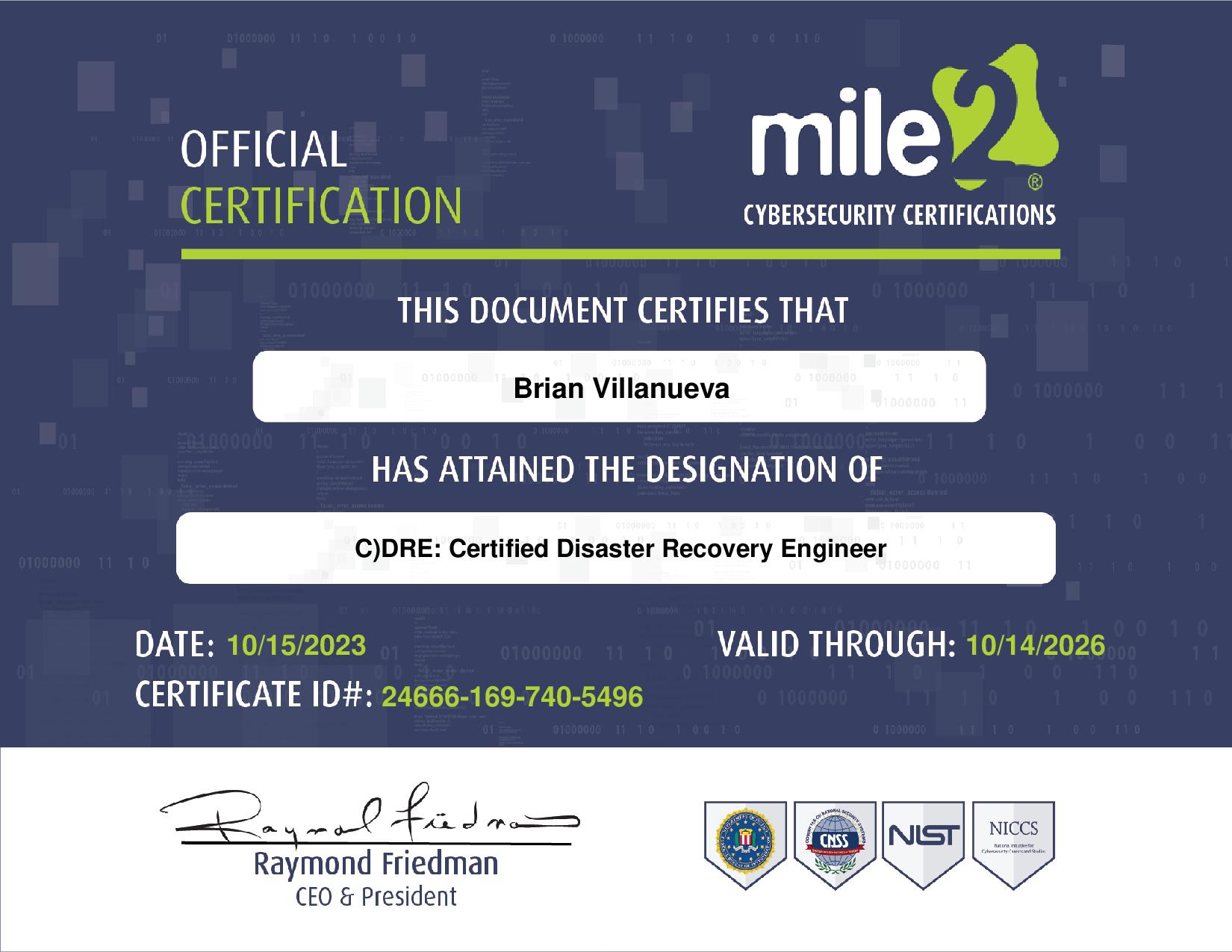 CDRE Certification