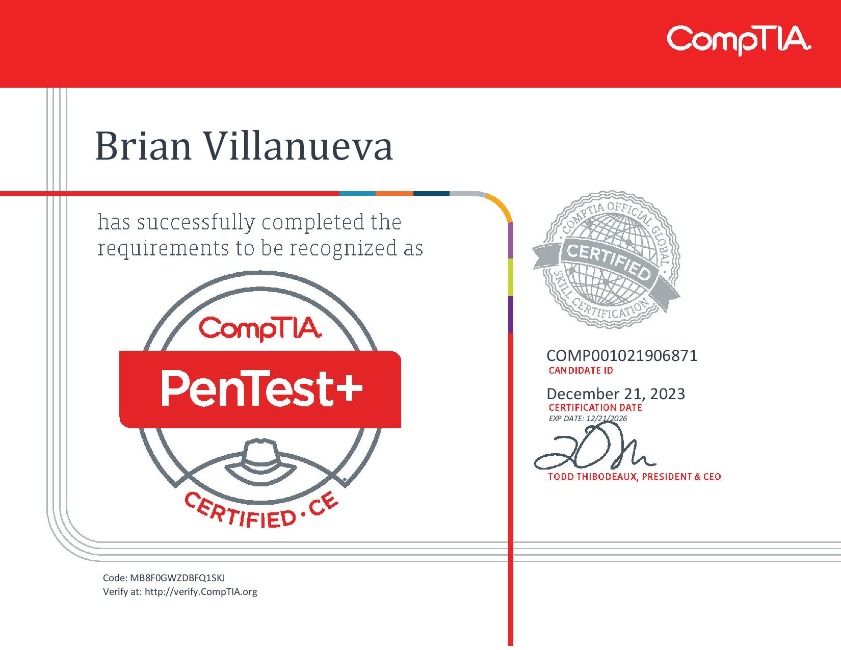 Pentest+ Certification
